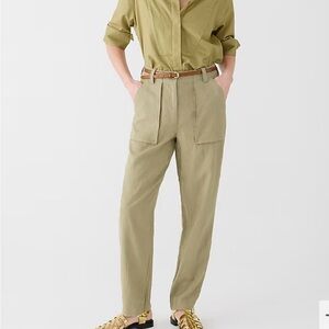J Crew Seaside linen blend cargo pant size 4 green safari